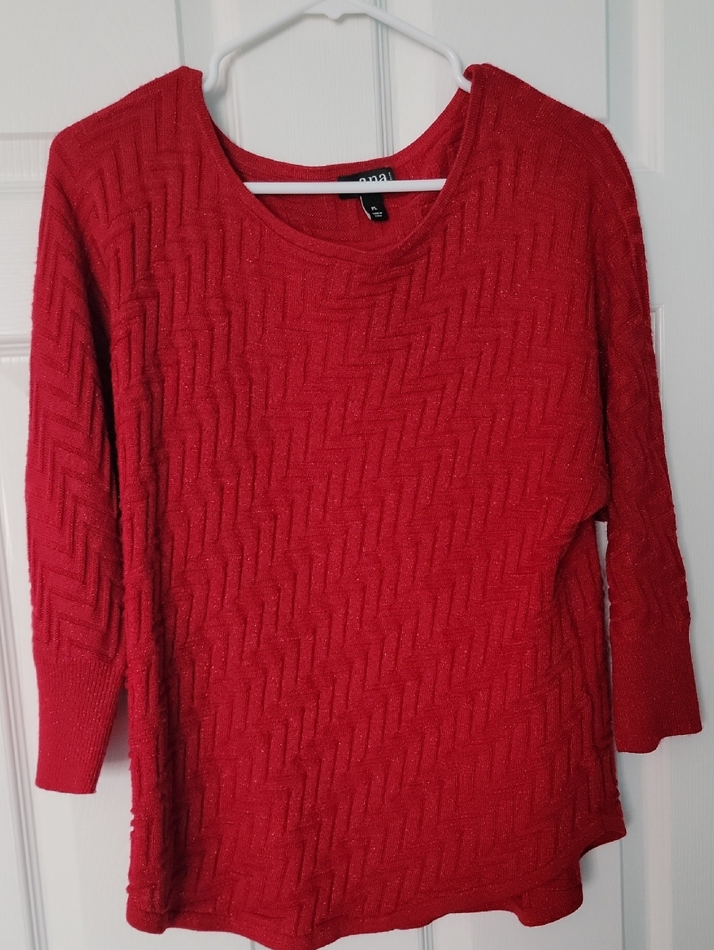 a.n.a Red Textured Crewneck Sweater